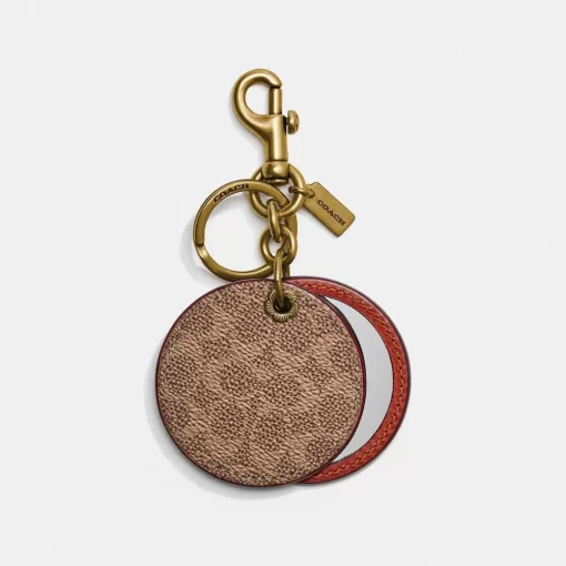 Coach Mirror Bag Charm In Signature Canvas Jewelry Women Brown Red