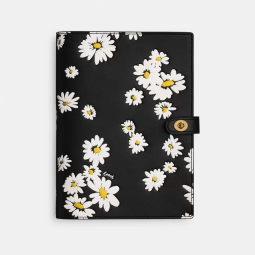 Coach Notebook With Floral Print Travel Bag Women Black Multicolored