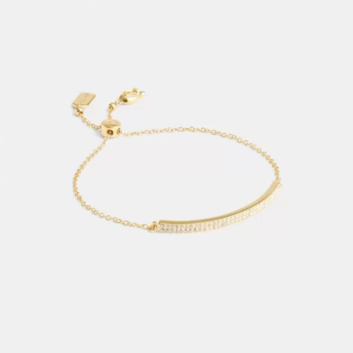 Coach Pave Bar Slider Bracelet Jewelry Women Gold