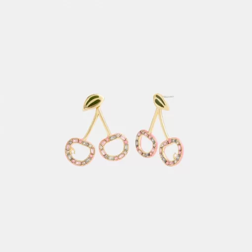 Coach Pave Cherry Drop Earrings Jewelry Women Gold Multicolor