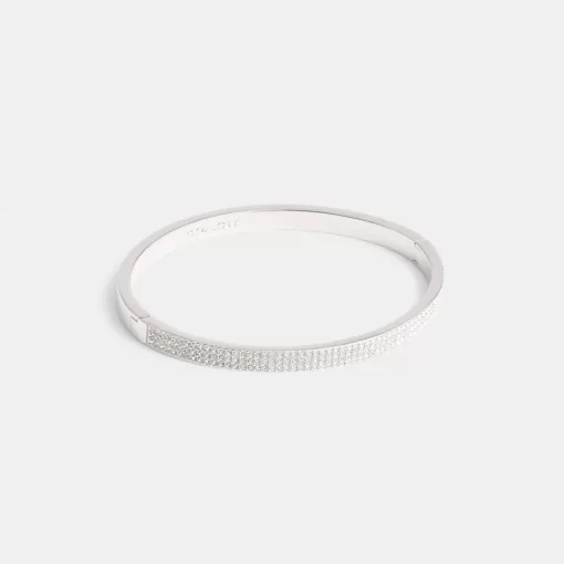 Coach Pave Hinged Bangle Jewelry Women Silver