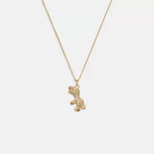 Coach Pave Rexy Necklace Jewelry Women Gold