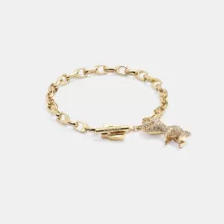 Coach Pave Rexy Signature Chain Bracelet Jewelry Women Gold