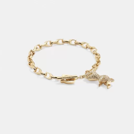 Coach Pave Rexy Signature Chain Bracelet Jewelry Women Gold