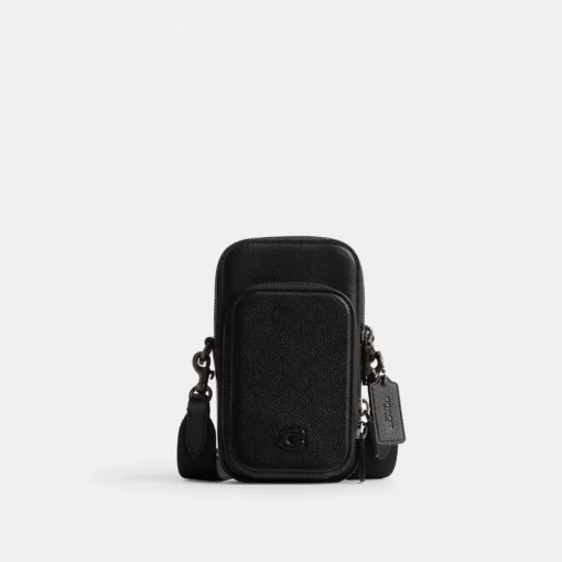 Coach Phone Crossbody Shoulder Bag Men Black