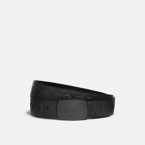 Coach Plaque Buckle Cut To Size Reversible Belt, 38 Mm Belt Men Black