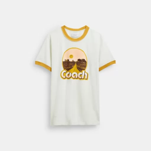 Coach Roadside Ringer T Shirt Tops Mens White