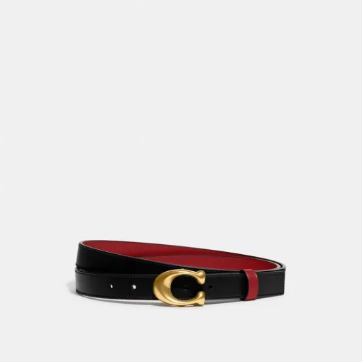 Coach Sculpted C Buckle Cut To Size Reversible Belt, 25 Mm Belt Women Black Red