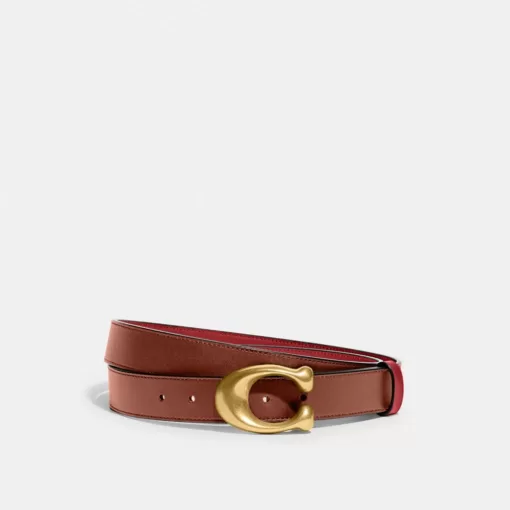 Coach Sculpted C Buckle Cut To Size Reversible Belt, 32 Mm Belt Women Red