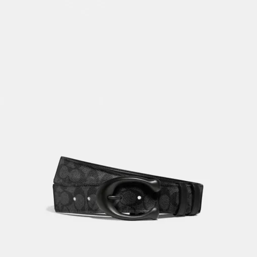 Coach Sculpted C Buckle Cut To Size Reversible Belt, 40 Mm Belt Men Black Gray