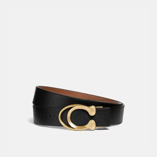 Coach Signature Buckle Belt, 38 Mm Belt Men Black