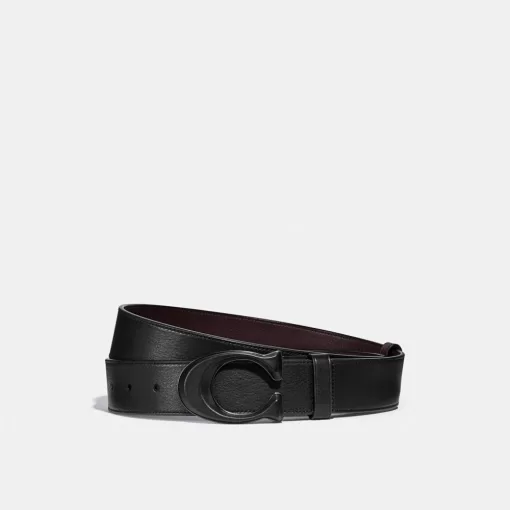 Coach Signature Buckle Cut To Size Reversible Belt, 38 Mm Belt Men Black