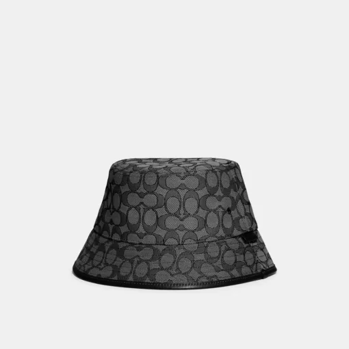 Coach Signature Jacquard Bucket Hat Hats Mens Gray