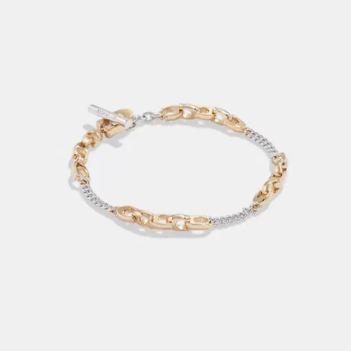 Coach Signature Mixed Chain Bracelet Jewelry Women Gold Silver