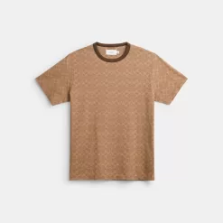 Coach Signature T Shirt Tops Women Brown