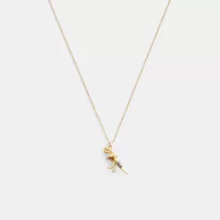 Coach Skeletal Rexy Pendant Necklace Jewelry Women Gold Multicolor