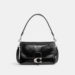 Coach Soft Tabby Shoulder Bag Shoulder Bag Women Silver Black