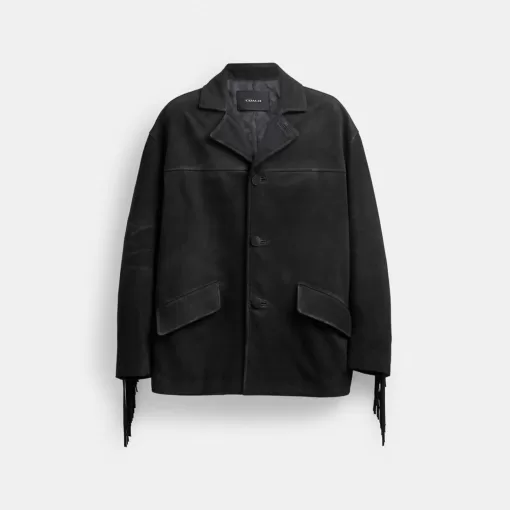 Coach Suede Fringe Jacket Jackets Men Black