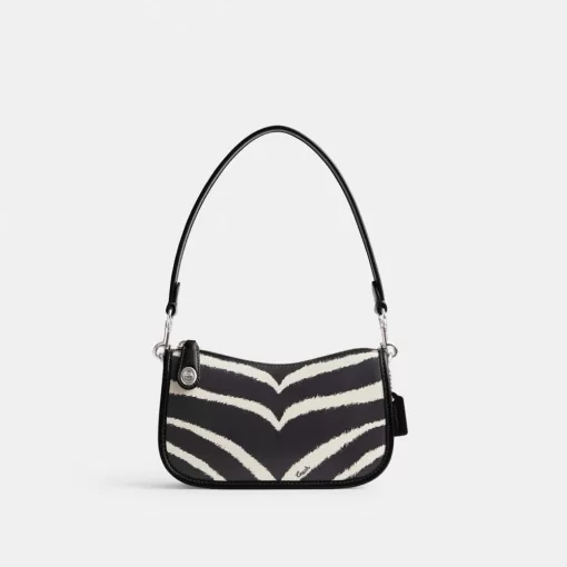 Coach Swinger Bag 20 With Zebra Print Shoulder Bag Women Silver