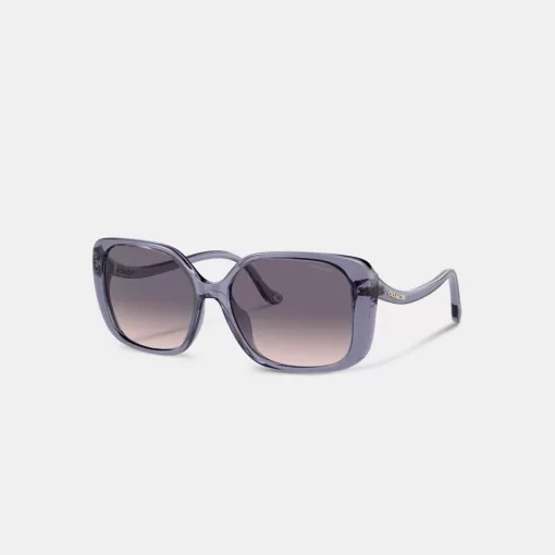 Coach Swoop Temple Rectangle Sunglasses Eyewear Women Purple