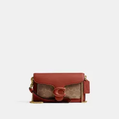 Coach Tabby Crossbody Wristlet In Signature Canvas Watches Womens Brown Red