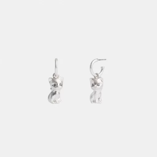 Coach The Lil Nas X Drop Cat Huggie Earrings Jewelry Women Silver