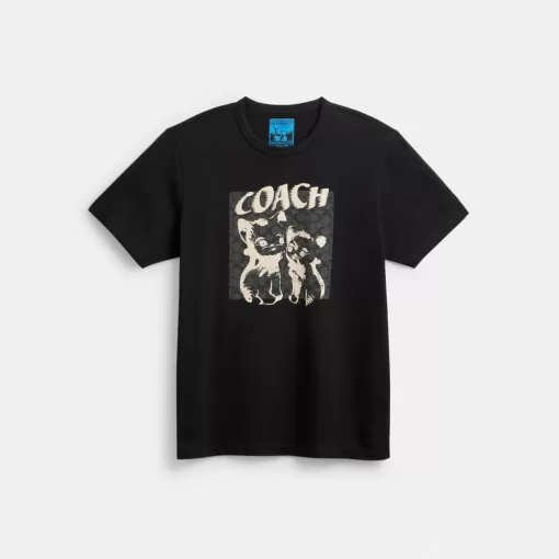 Coach The Lil Nas X Drop Signature Cats T Shirt Tops Women Black