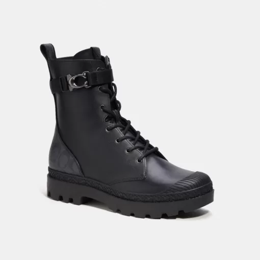 Coach Tucker Boot With Signature Canvas Boots Men Black