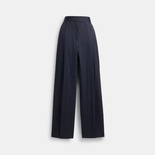 Coach Wide Leg Trousers Bottoms Women Navy White