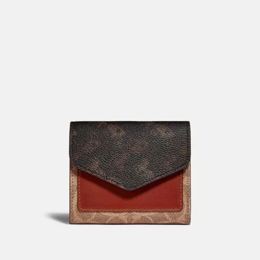 Coach Wyn Small Wallet With Horse And Carriage Print Small Wallet Women Brown Red