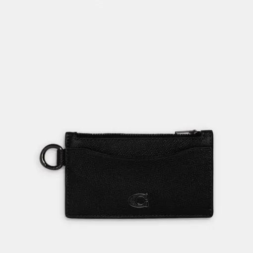 Coach Zip Card Case Card Sleeve Men Black