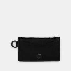 Coach Zip Card Case Card Sleeve Women Black