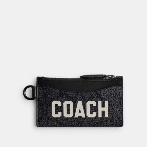 Coach Zip Card Case In Signature Canvas With Graphic Card Case Men Gray Multicolor